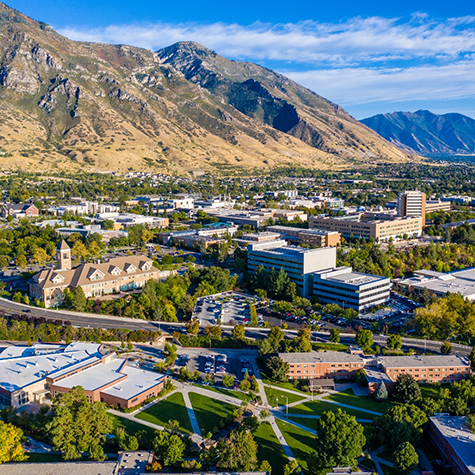 View of campus near some mountains